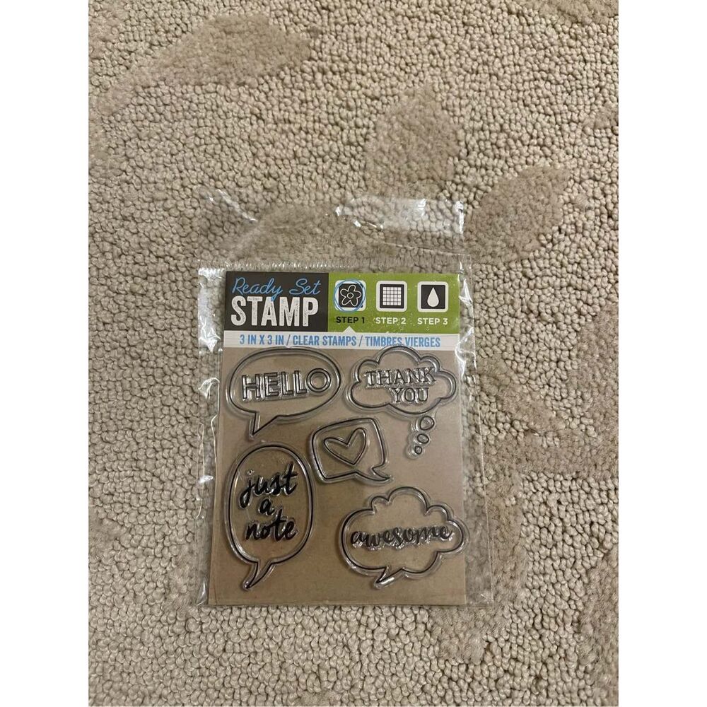 Ready Set Stamp Clear Cling Stamp Hello Just a Note Awesome Thank You Bundle